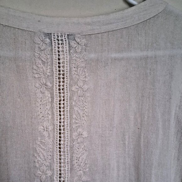 Rachel Zoe Women Peasant Top 2X 3X White Embroidered 3/4 Sleeve Boho Cottagecore - Picture 7 of 12